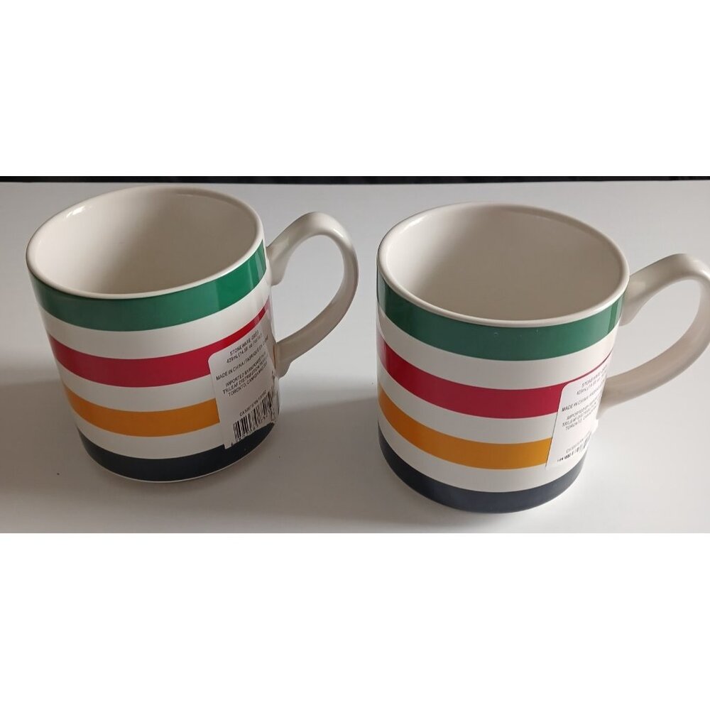 Hudson's Bay Company HBC Stripes Canada Set Of 2 Mugs NEW Coffee Tea Cups - Picture 3 of 9
